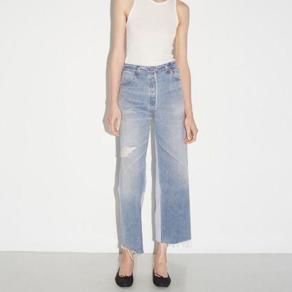 Re/Done High Rise Wide Leg Crop Jeans